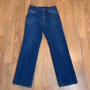 Vintage 70s Lee Denim Jeans Embroidered Star Pockets Tagged 34 x 32